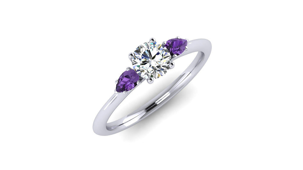 Purple Sapphire and Diamond Platinum Bespoke Engagement ring
