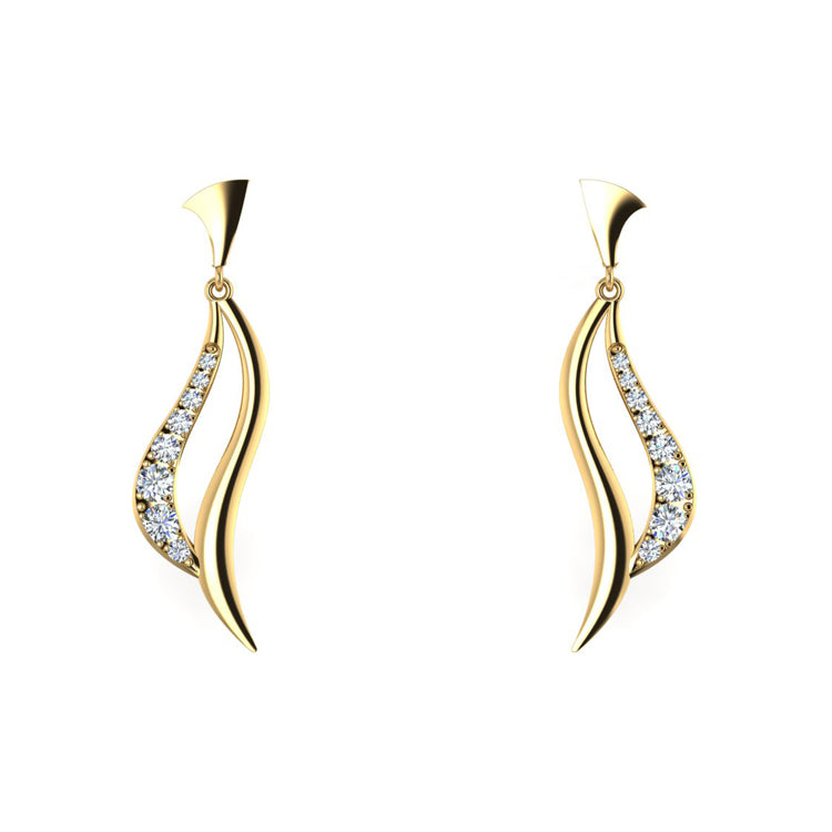 Elegance Two Strand Yellow Gold and Diamond Earrings