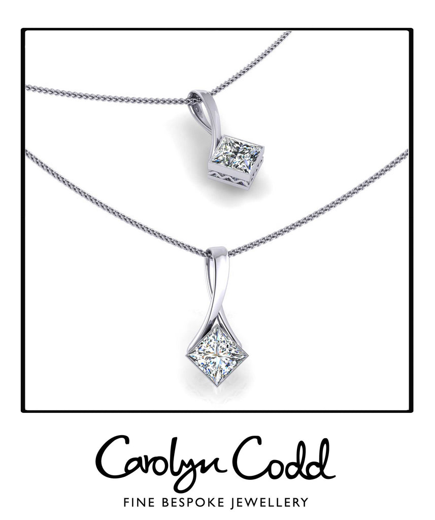 Ribbon platinum and Diamond Bespoke Pendant