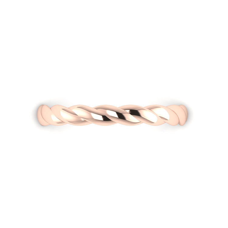 18ct Rose Gold Twist Wedding Ring Looking Down  View