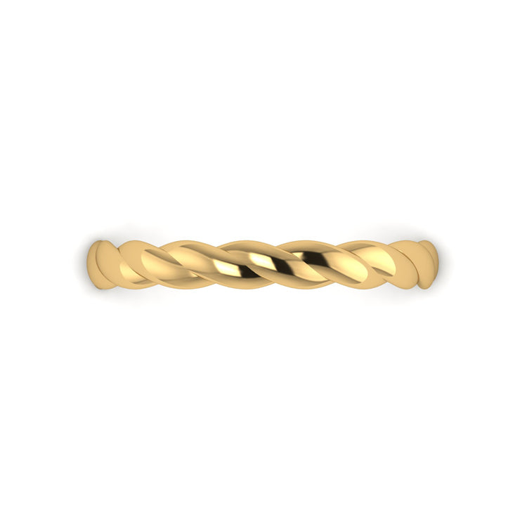 18ct Yellow Gold Twist Wedding Ring Looking Down View
