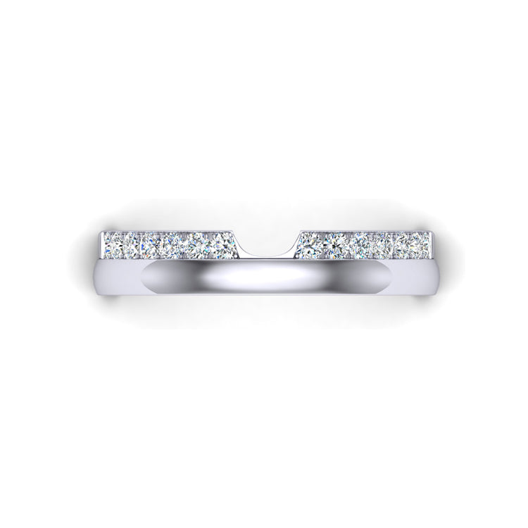 Diamond and Platinum Fitted Ladies Wedding Ring Looking Down View