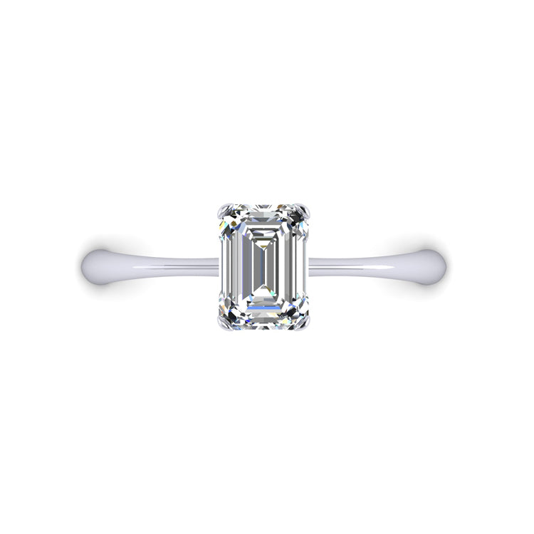 Emerald Cut Diamond Platinum Solitaire Ring Looking Down View