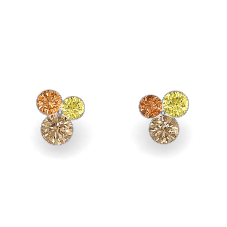 Natural Fancy Coloured Diamond and Platinum Sui Generis Earrings Front View