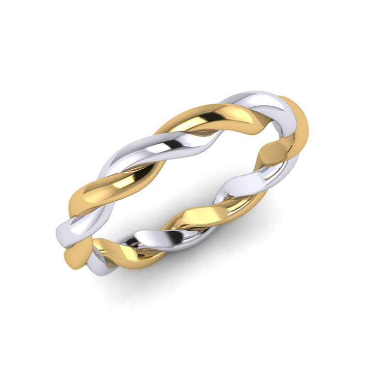 Men's Gold and Platinum Twist Ring Perspective View
