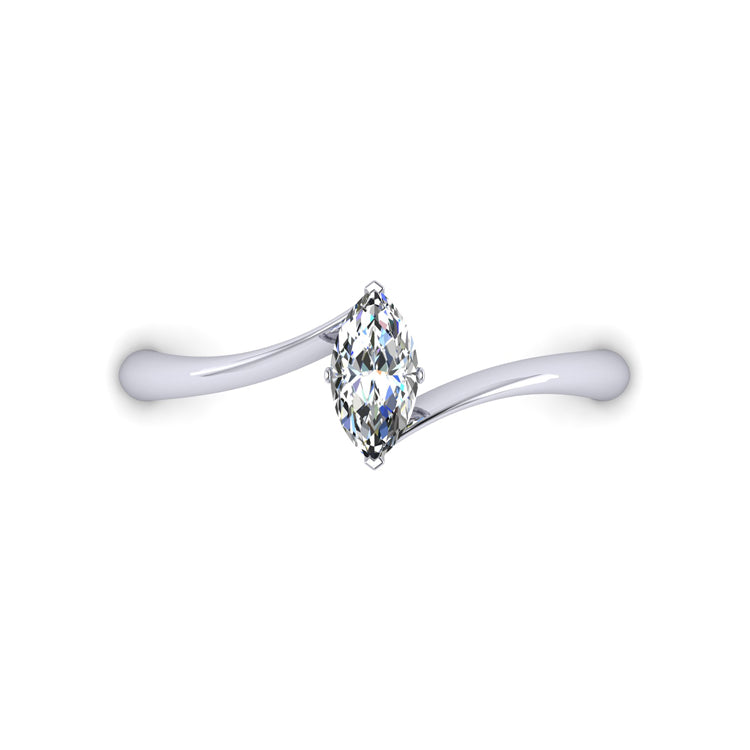 Marquise Diamond Solitaire Platinum Ring Looking Down View