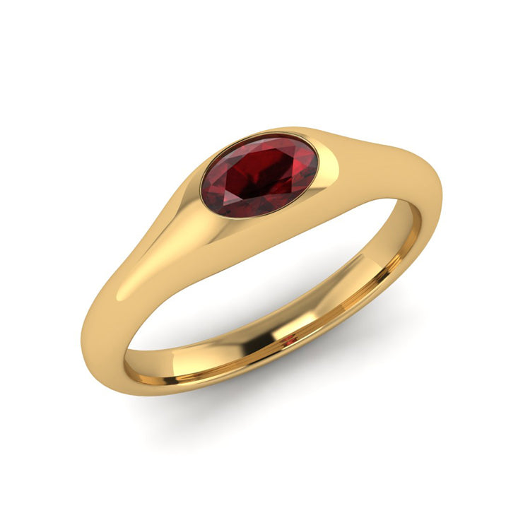 Oval Garnet 18ct Gold Solitaire Ring Perspective View