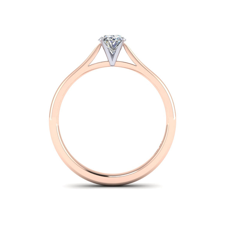 Oval Rose Gold Engagement Ring Through Finger View