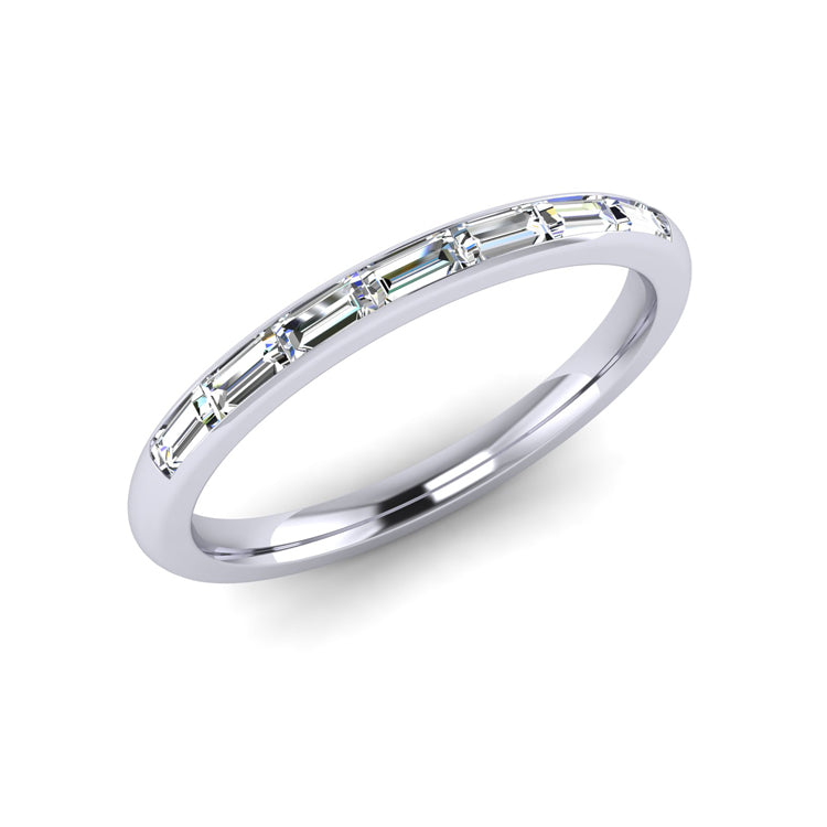 Platinum Eternity Ring with Channel Set Baguette Cut Diamonds Perspective View