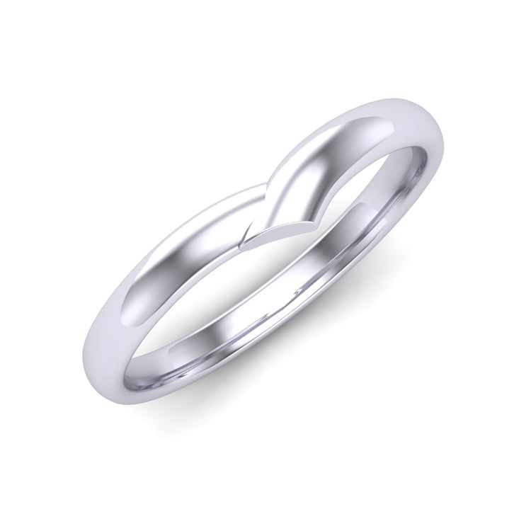 Platinum V Shaped Fitted Wedding Band Perspective View