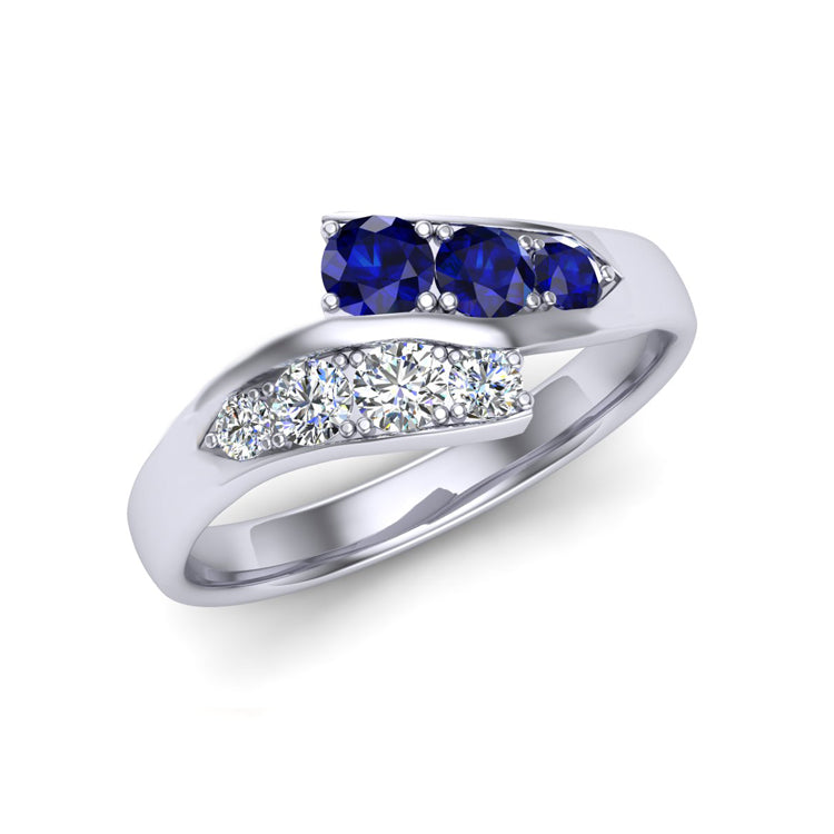 Sapphire and Diamond Ring in Platinum Perspective View