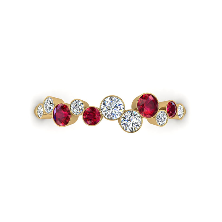 Sui Generis Ruby and Diamond 18ct Yellow Ring Looking Down View
