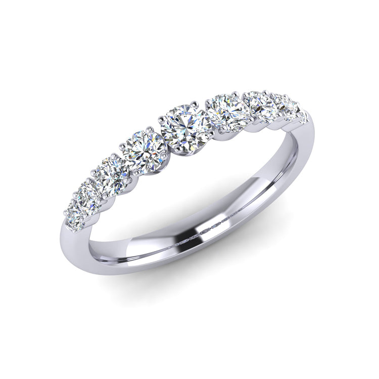 Tapered Fine Diamond and Platinum Eternity Ring Perspective View