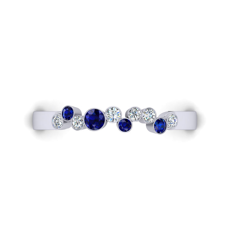 Sui Generis Natural Sapphire and Fine Diamond Platinum Ring Looking Down View