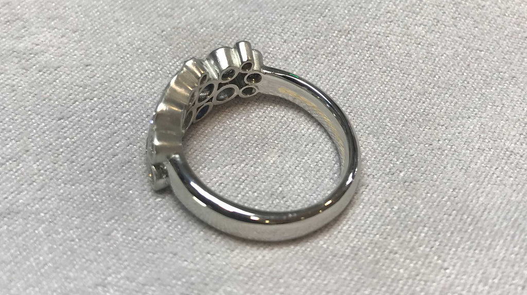 Bespoke Hand Fabricated Remodelled Platinum Ring Inherited Gold Inlay