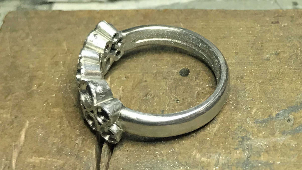 Bespoke Hand Fabricated Remodelled Platinum Ring Old Metal Inlay
