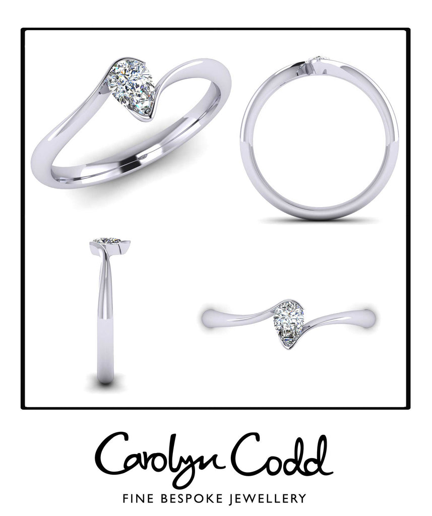 Bespoke Per shaped Diamond Platinum Dress Ring