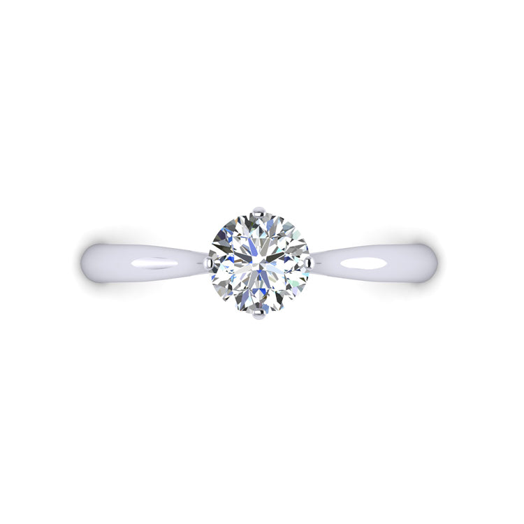 Compass Set Round Solitaire Platinum Diamond Engagement Ring Looking Down  View