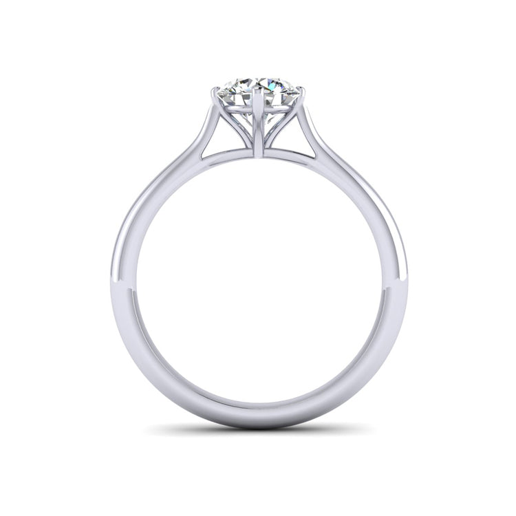 Compass Set Round Solitaire Platinum Diamond Engagement Ring Perspective Through Finger View