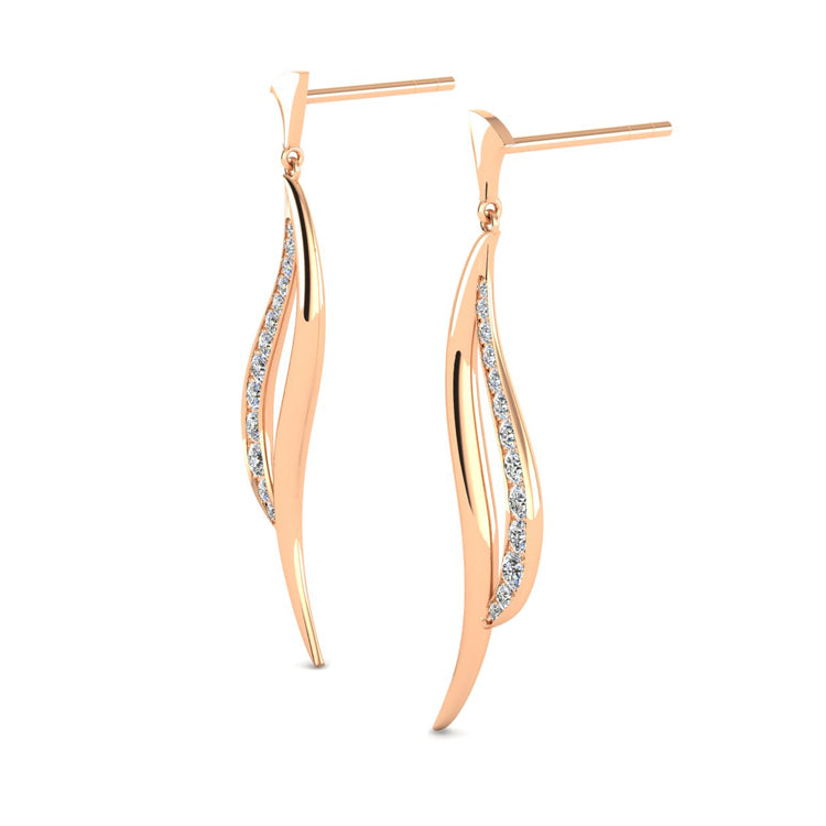 Elegance Large Rose Gold and Diamond Earrings Perspective View