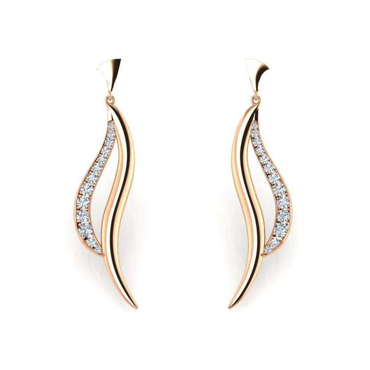 Elegance Large Rose Gold and Diamond Earrings