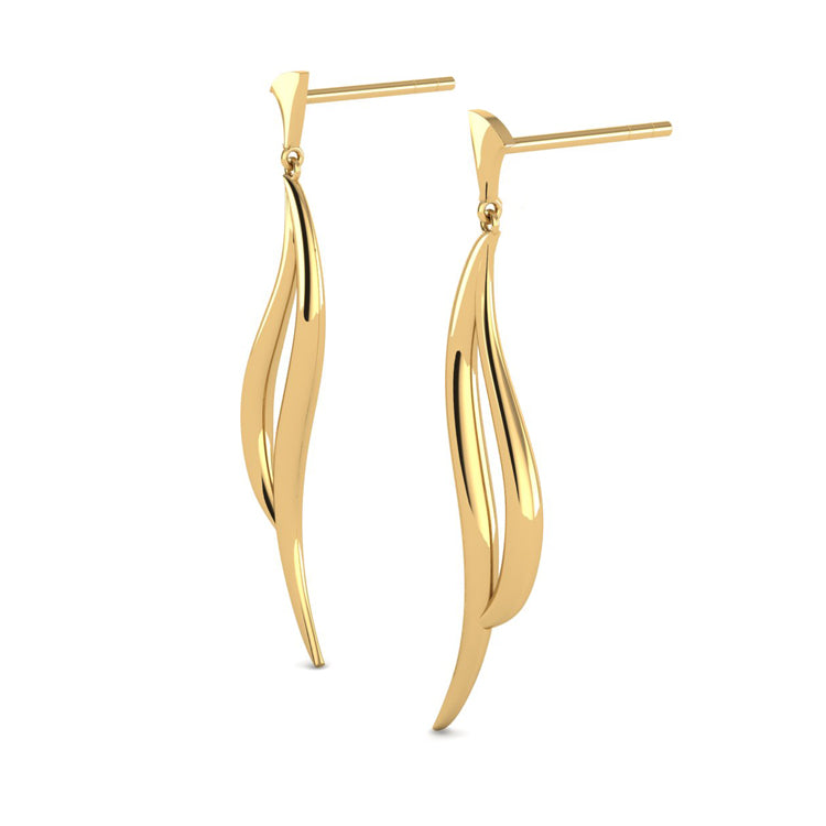 Elegance Large Yellow Gold Earrings Perspective View