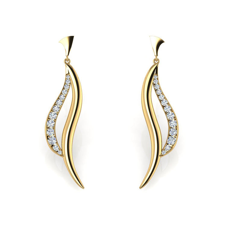 Elegance Large Yellow Gold and Diamond Earrings