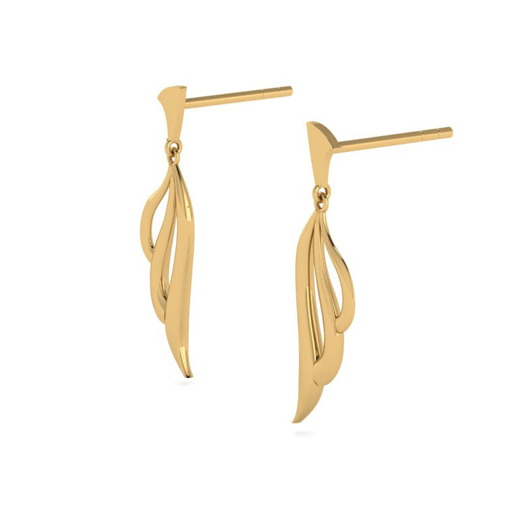 Elegance Three Strand Yellow Gold Earrings Perspective View