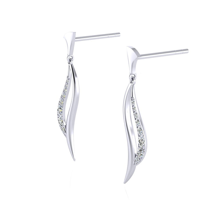 Elegance Two Strand Platinum and Diamond Earrings Perspective View