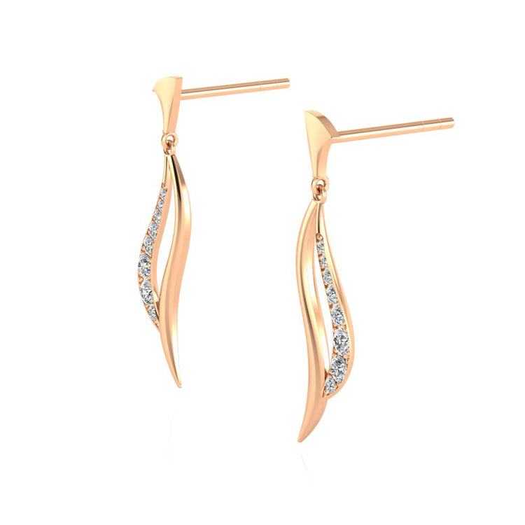 Elegance Rose Gold and Diamond Earrings Perspective view