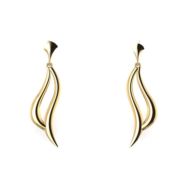Elegance Two Strand Yellow Gold Earrings
