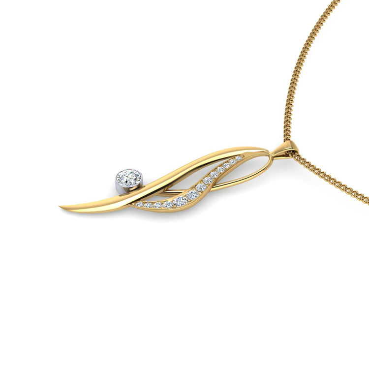 Fine Diamond and 9ct Yellow Gold encrusted 'Elegance' Pendant perspective view