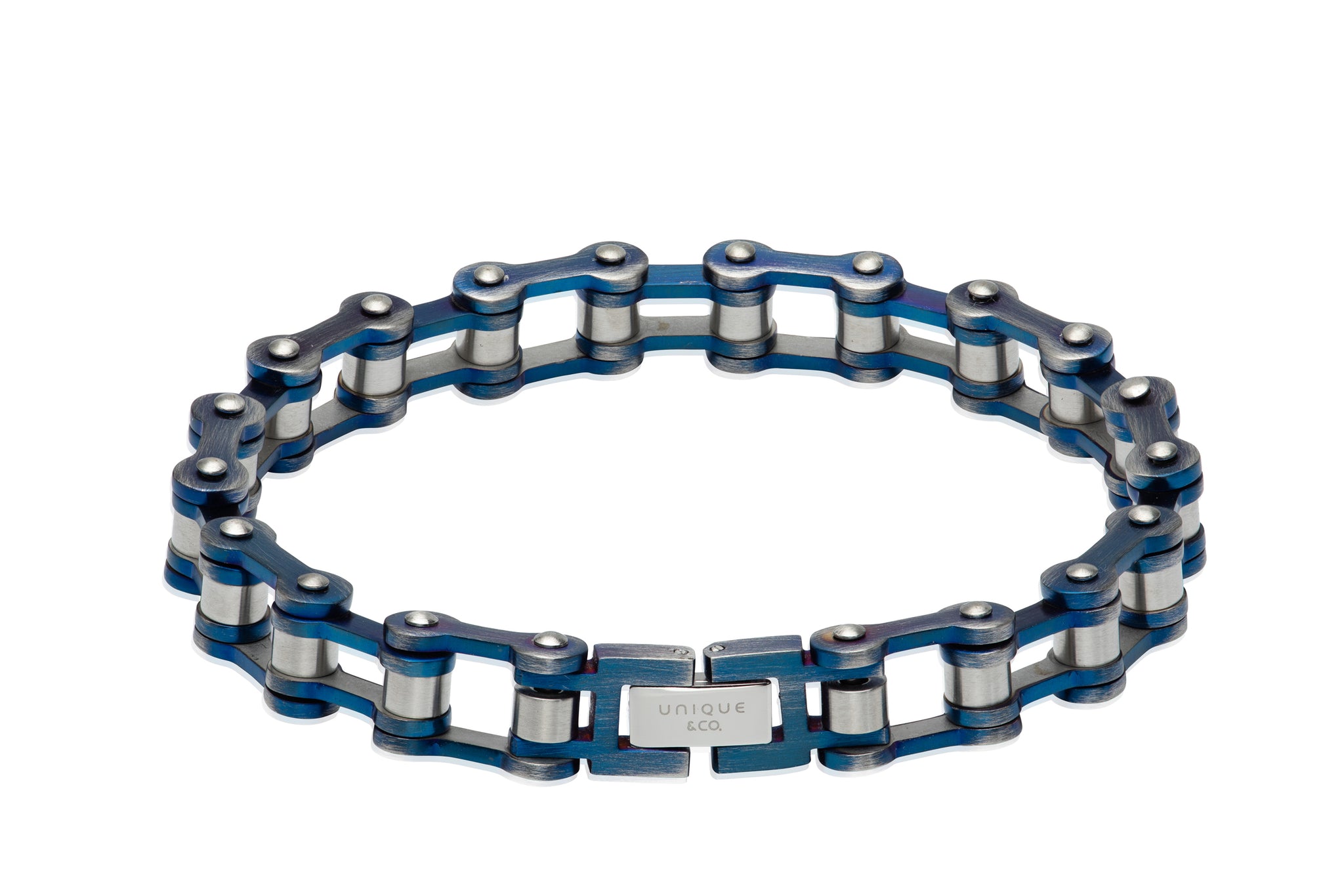Men's Stainless Steel Blue Bike Chain Bracelet – Carolyn Codd