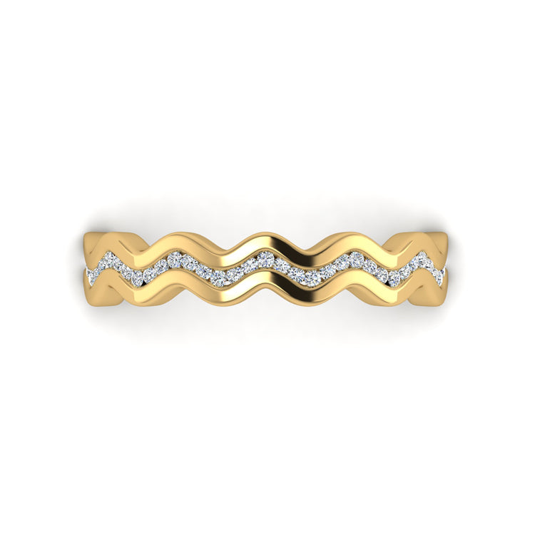 18ct Gold Channel Set Shimmer Ring with Fine Diamonds Looking Down View