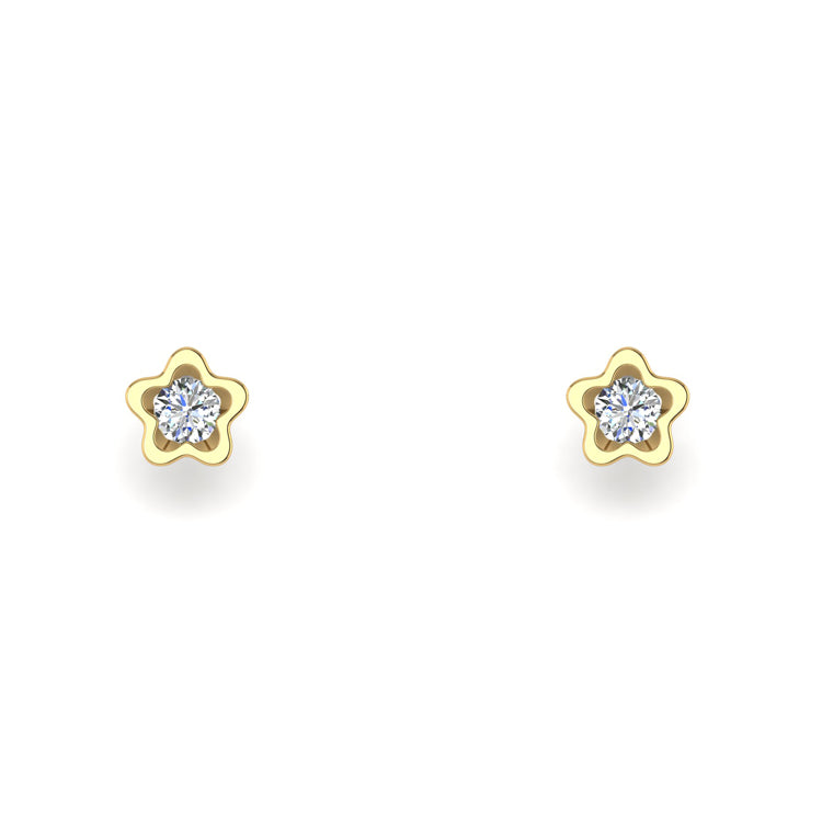 18ct Yellow Gold and Fine Diamond Shimmer Stud Earrings