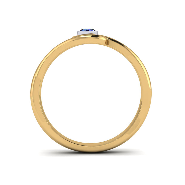 18ct Gold and Fine Sapphire Curlicue Ring Through View