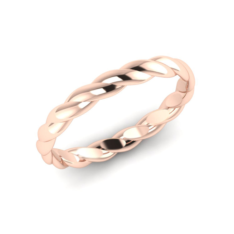 18ct Rose Gold Twist Wedding Ring Perspective View
