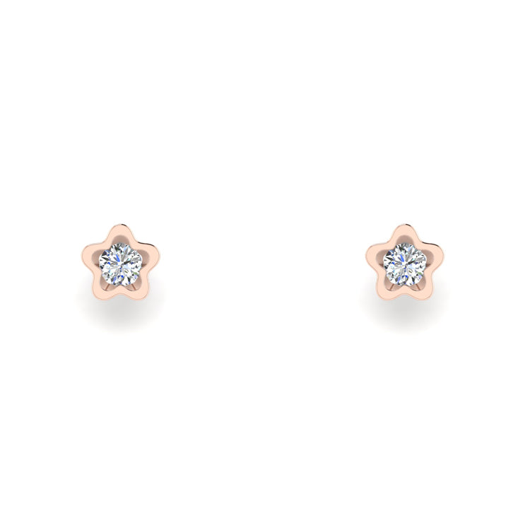 18ct Rose Gold and Fine Diamond Shimmer Stud Earrings
