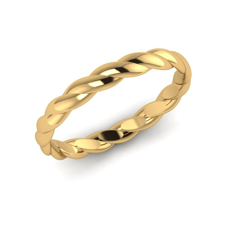 18ct Yellow Gold Twist Wedding Ring Perspective View