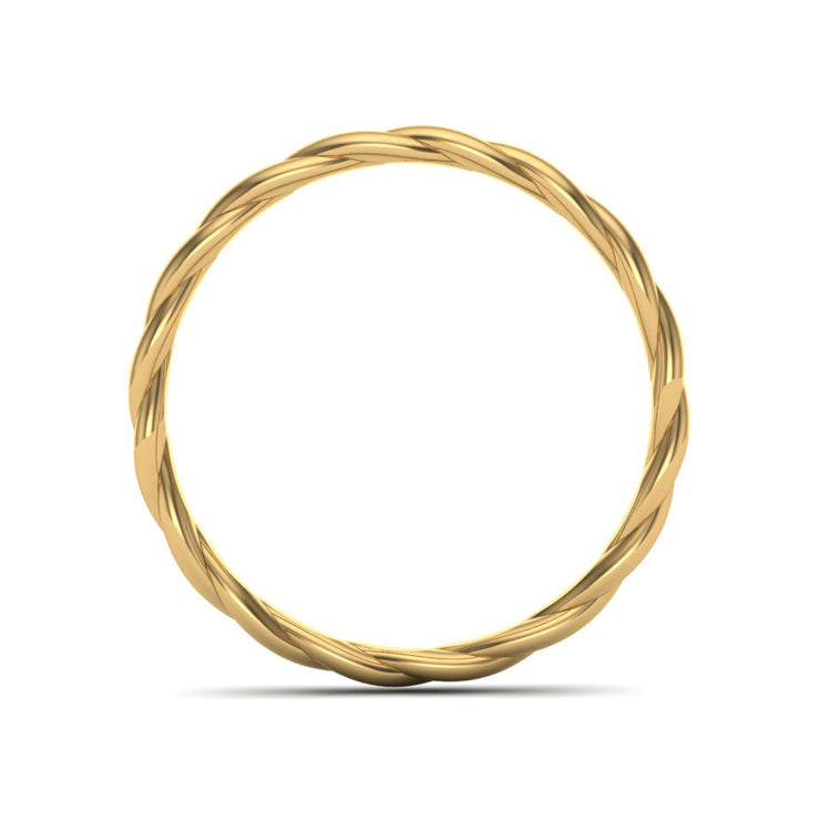 18ct Yellow Gold Twist Wedding Ring Through Finger View