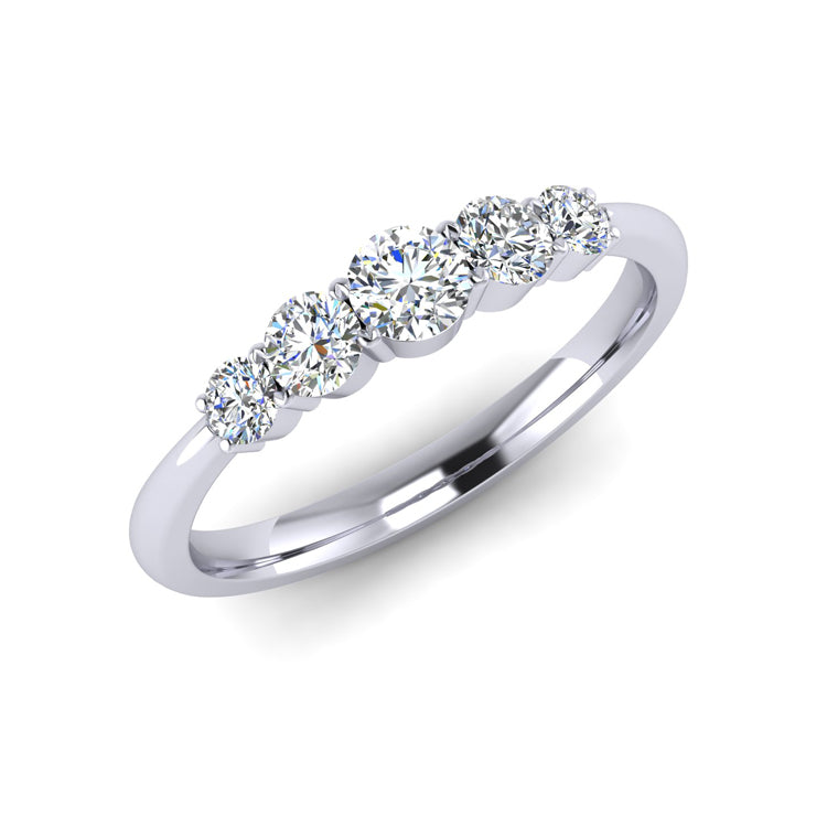 5 Diamond Platinum Ring Perspective View