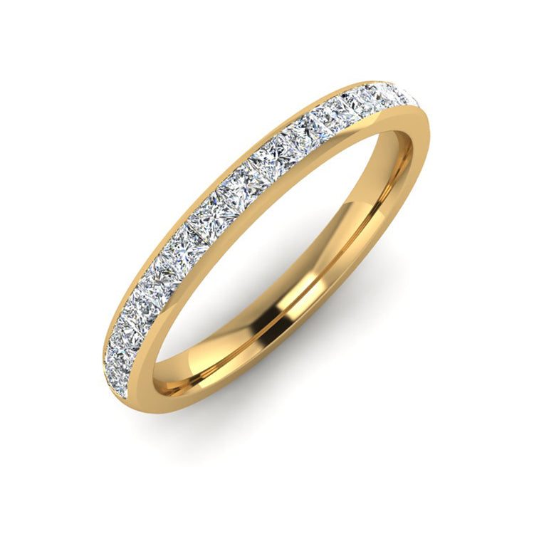 Channel set princess cut wedding band yellow gold discount