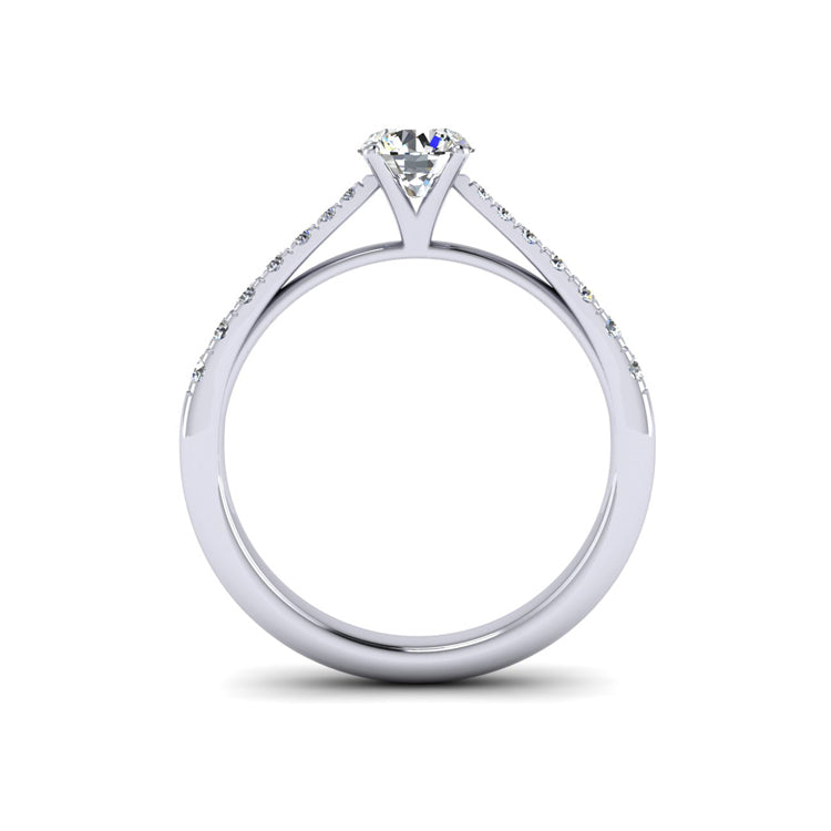 54 point Gia Certified Diamond Castel Set Shank Platinum Ring Through Finger View