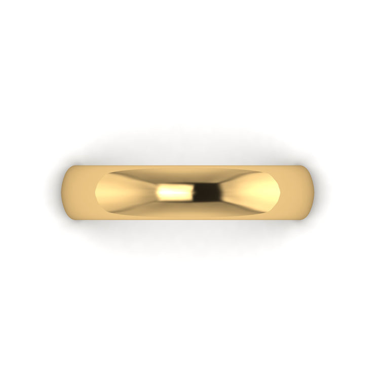 5.2mm Yellow Gold Mens Wedding Ring Looking Down View