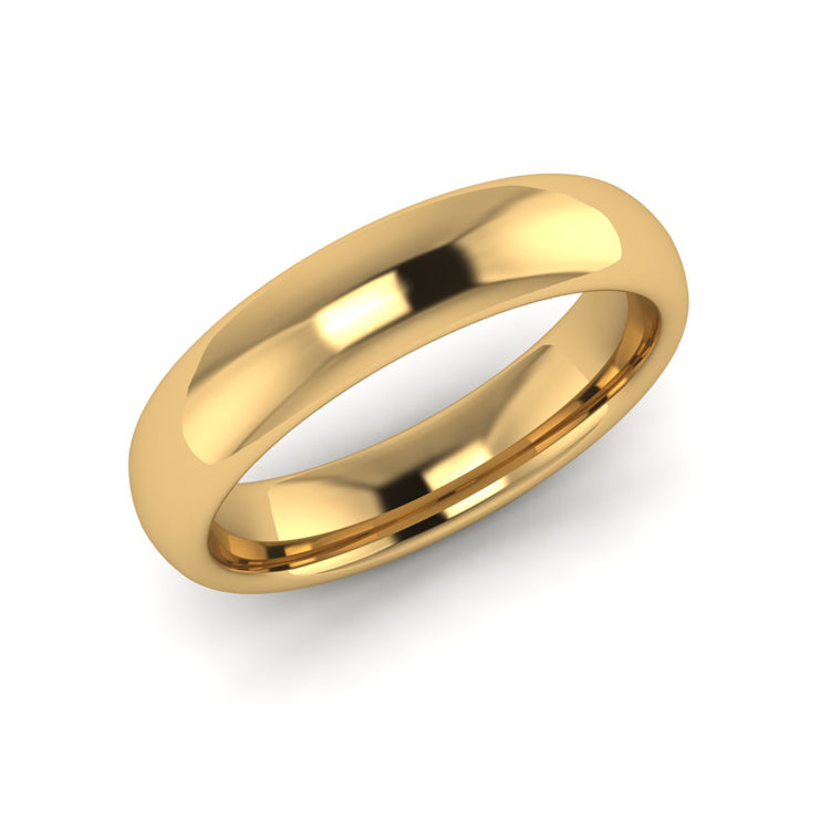 5.2mm Yellow Gold Mens Wedding Ring Perspective View