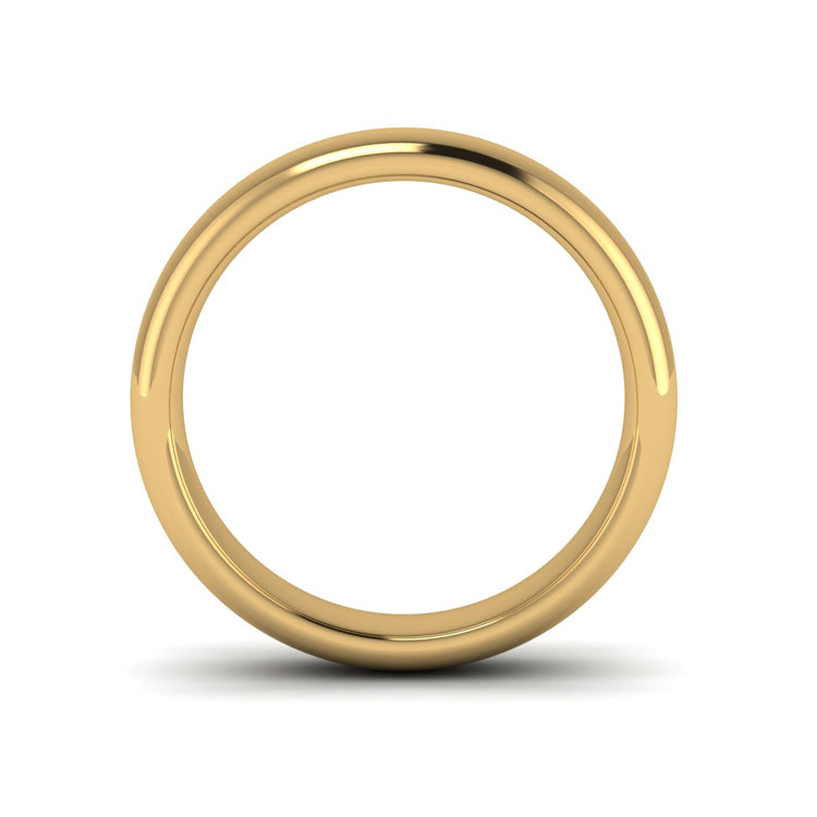 5.2mm Yellow Gold Mens Wedding Ring Through Finger View