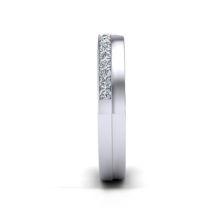 Platinum and Fine Diamond Fitted Wedding Ring Side View