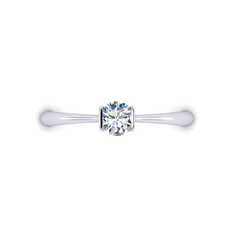 Bar Sett GIA Certified Diamond Ring Looking Down View