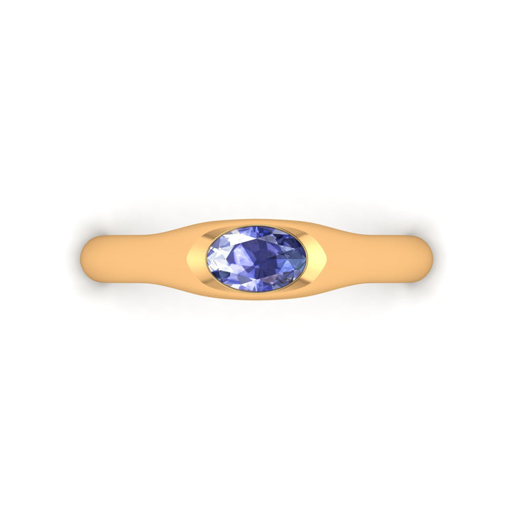 Ceylon Sapphire Solitaire Ring Looking Down View