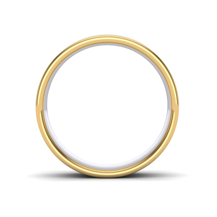 Concave Gents Wedding Ring Gold and Platinum Through Finger View